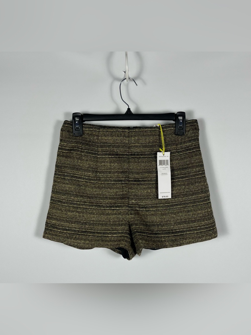 BCBGeneration metallic gold/black textured tweed high-waisted shorts Size 2 NWT